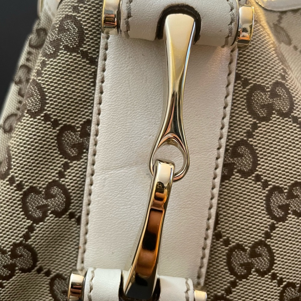 GUCCI GG Canvas Horsebit Tote Bag Beige Silver - Picture 4 of 13